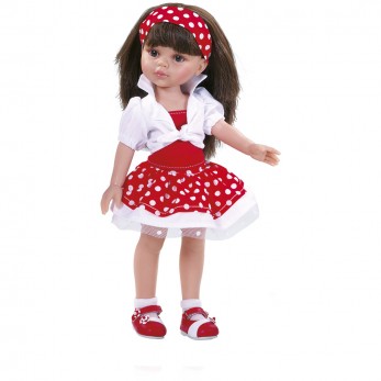 Одежда красно-белое платье для куклы Кэрол, 32 см
