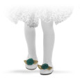 Туфли белые с зеленым цветком, для кукол 32 см