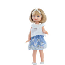 Кукла Мартина в голубой юбке с кружевной повязкой, 21 см