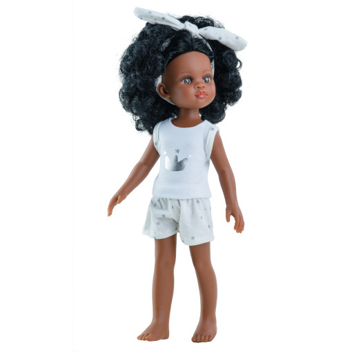 Кукла Нора, брюнетка с кудрявыми волосами, в пижаме, 32 см