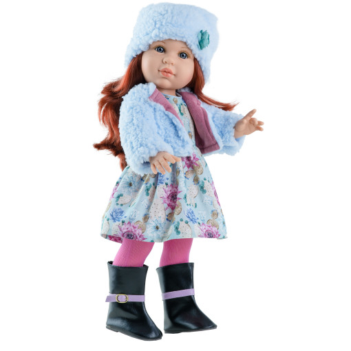 Кукла Soy Tu Бекки в голубой кофточке и пушистой шапке, 42 см