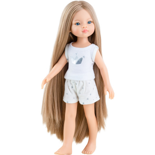 Кукла Маника, русая с длинными волосами, в пижаме, 32 см