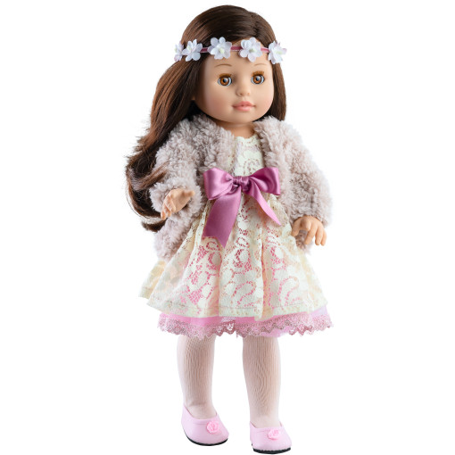 Кукла Soy Tu Эмили в пушистой кофточке с цветочным венком, 42 см