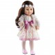 Розовое платье с пушистой накидкой и цветочным венком для кукол 42 см