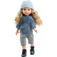 Кукла Карла в синей пушистой кофточке и голубой шапке, 32 см