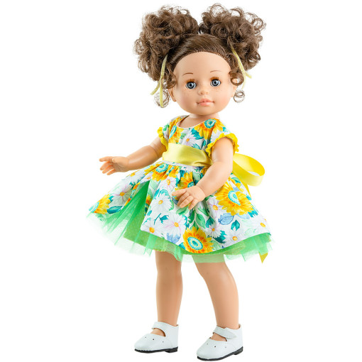 Кукла Soy Tu Эмили в цветочном платье с желтым поясом, 42 см