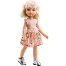 Платье с пайетками и цветочный венок для кукол 32 см
