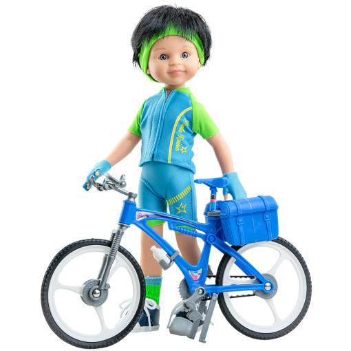 Велосипедный костюм с зелеными вставками для кукол 32 см