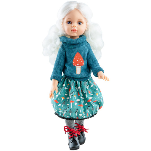 Свитер с мухомором, юбка и носочки для шарнирных кукол 32 см