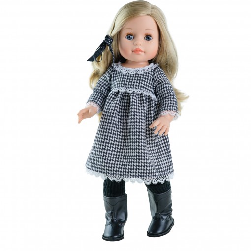 Кукла Soy Tu Эмма в клетчатом платье с кружевом, 42 см (уценка)