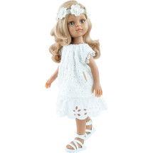 Кукла Лусиана в ажурном платье и повязке с цветами, 32 см