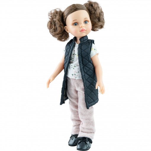 Кукла Кэрол в пушистых брюках и стеганной жилетке, 32 см