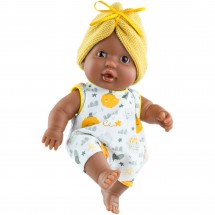 Кукла-пупс Грета в желтом тюрбане, 22 см, мулатка