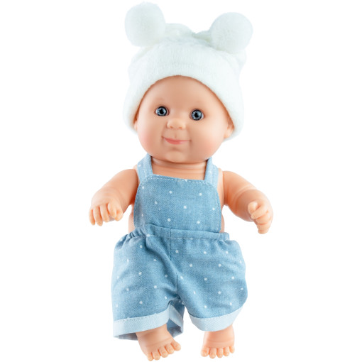 Кукла-пупс Альдо в белой вязаной шапочке, 22 см