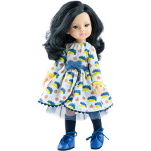 Платье с ежиками и синие гольфы для кукол 32 см