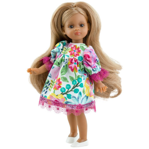 Кукла Мартина в цветочном платье с розовым кружевом, 21 см