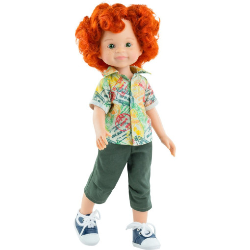 Кукла Дарио в рубашке и зеленых бриджах, 32 см