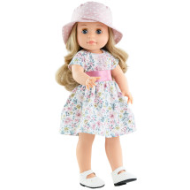 Кукла Soy Tu Кечу в цветочном платье и розовой панамке, 42 см