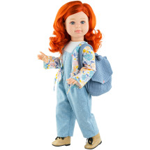 Кукла Мару в комбинезоне с синим рюкзачком, шарнирная, 60 см