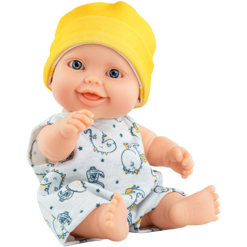 Кукла-пупс Гийо в комбинезоне и желтой шапочке, 22 см