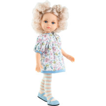 Цветочное платье и полосатые колготки для кукол 32 см
