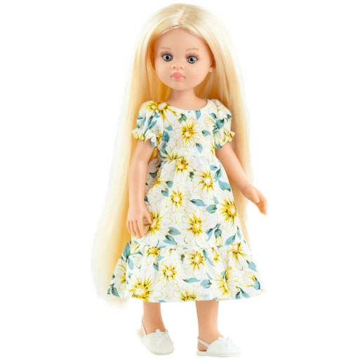 Длинное платье с цветами для кукол 32 см