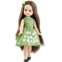 Кукла Эстела в зеленом платье с заколкой-цветком, 21 см