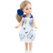 Кукла Валериа в белом платье с синей заколкой-розой, 21 см