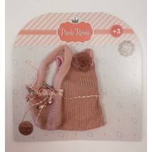 Розовое платье, сумочка и колготки для кукол 32 см