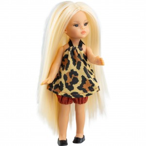 Кукла Ная в леопардовой тунике, 21 см