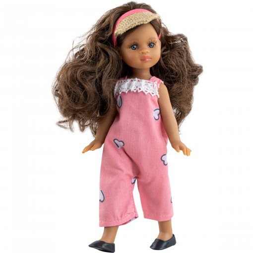 Кукла Даниэла в розовом комбинезоне с сердечками, 21 см