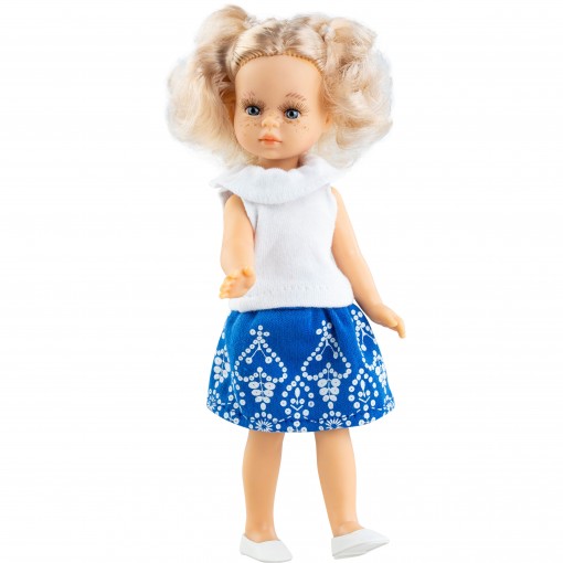 Кукла Лоли в синей юбке с узором, 21 см
