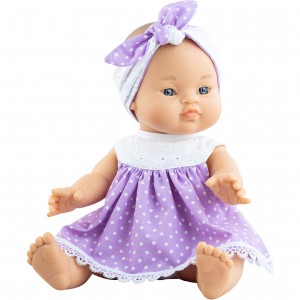 Кукла Горди Алессандра в фиолетовом платье в горошек, 34 см