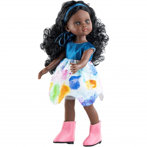 Кукла Марга в платье с акварельным узором, 32 см