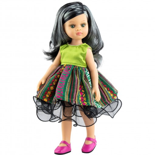 Кукла Кечу в платье с этническим узором, 32 см