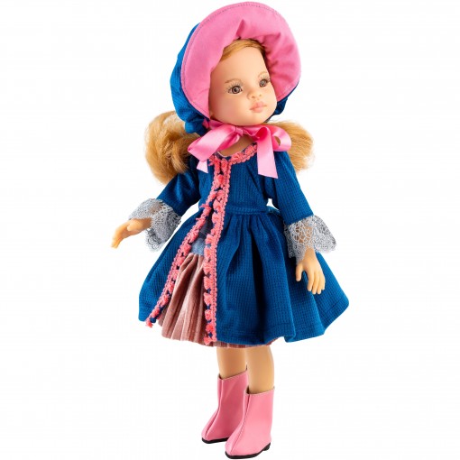 Кукла Лариса в синем платье с кружевными рукавами, 32 см