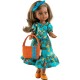 Кукла Салю в бирюзовом платье с сумочкой, 32 см, шарнирная