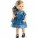 Кукла Soy Tu Лина в синем платье с передником, 42 см