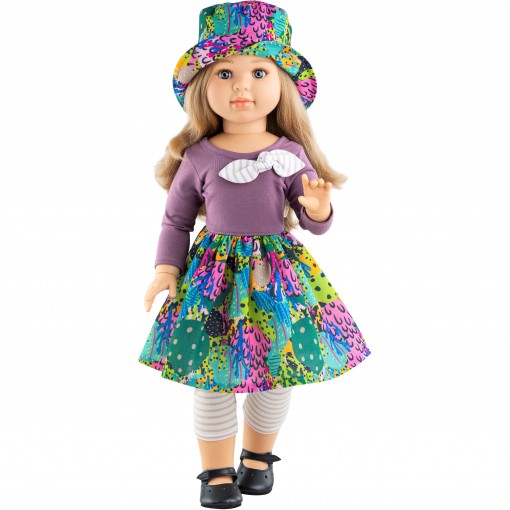 Кукла Ракель в пестрой панамке, 60 см, шарнирная