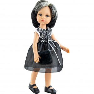 Черное платье и пушистая сумочка для кукол 32 см