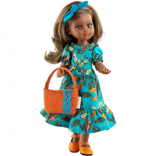 Голубое платье, бантик и сумочка для шарнирных кукол 32 см