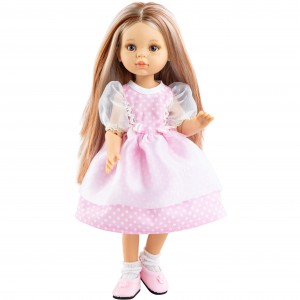 Розовое платье в горошек и носочки для шарнирных кукол 32 см
