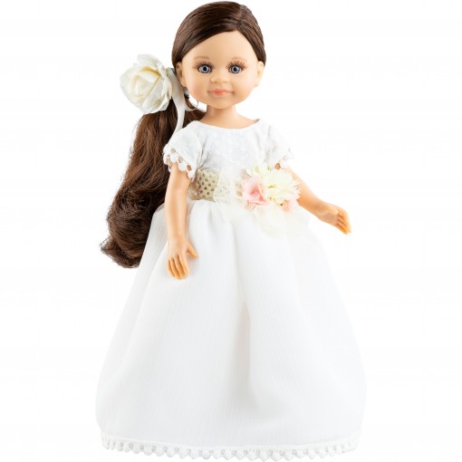 Праздничное белое платье и украшение для волос для кукол 32 см